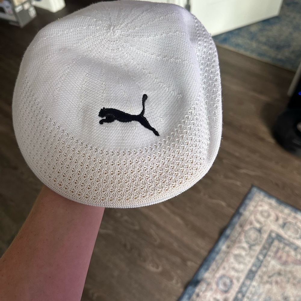 Puma White and Black Knit Scally cap